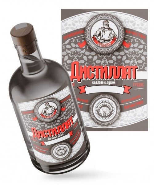 Этикетка на бутылку "Дистиллят" Узоры