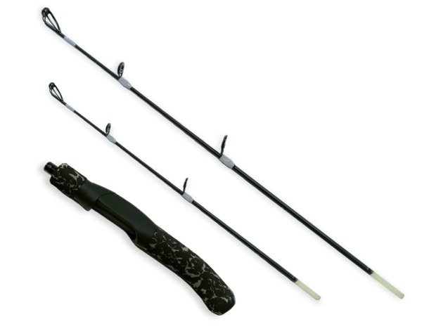 Удочка зимняя #2301F-50/60см "BEAST/OKAMI" штекерная, с 2 хлыстиками стеклопластиковая