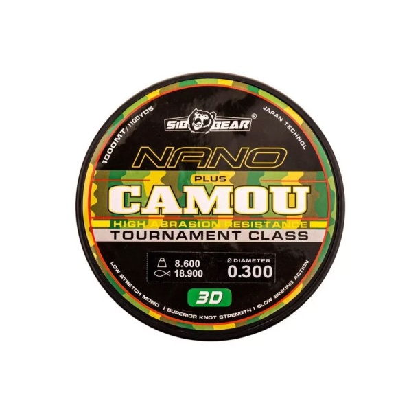 Леска монофильная Nano 3D Camou 0.30мм 8.6кг 1000м
