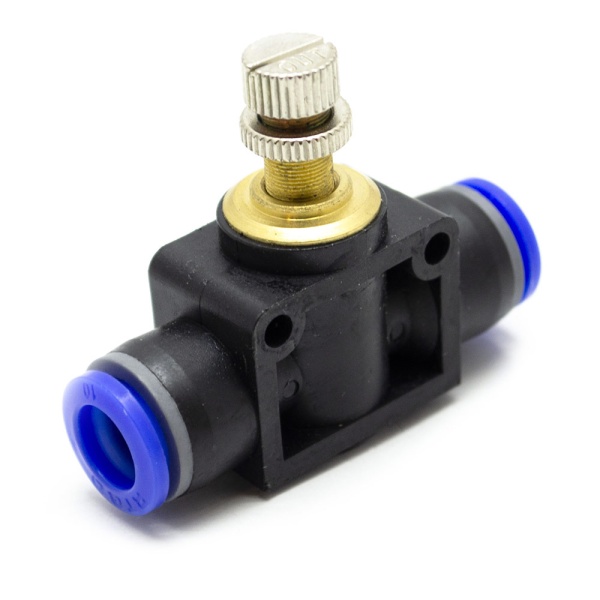 Кран игольчатый, тонкой настройки. Пластиковый, для пневмошланга 12*8