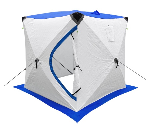 Палатка утеплённая 2005 "УЛОВ" ( Цвет : бело-синий ) (2.00м * 2.00м * 2.10м) со светоотражающими эле