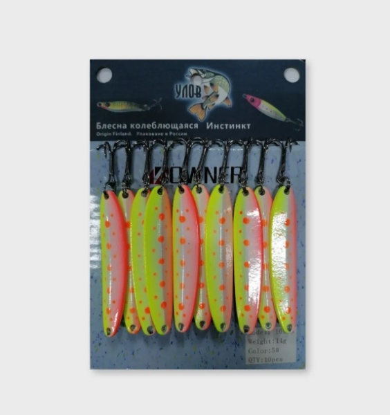 Блесна колеблющаяся "ИНСТИНКТ" светонакопительная (для отвесной ловли) модель:  #10049 color: #5, вес 14гр.  за шт