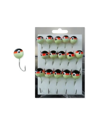 Мормышка Murena "Ниндзя" фосф. с к/ч пяткой набор (1уп. 15шт.) №113 1 шт