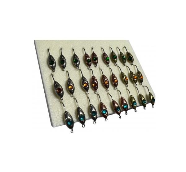 Мормышка  Mustad Т-33 лодочка+ камень  на фосфоре 1 шт