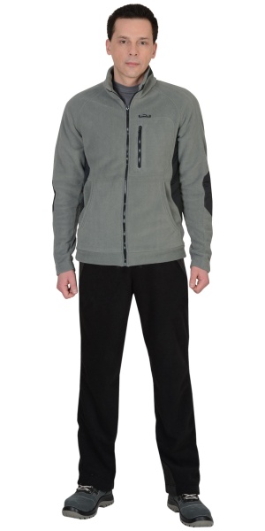 Куртка флисовая "СИРИУС-Актив"  серая отделка черная  р. 112-116/170-176 (ЧЗ)