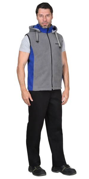 Жилет "Техно" (флис дублированный) серый с васильковым р. 104-108 (ЧЗ)